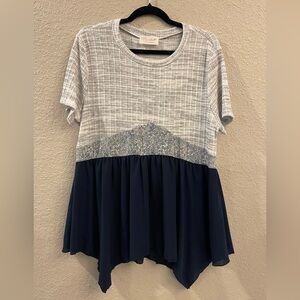 Sugarfox Blue and Gray Women's Top